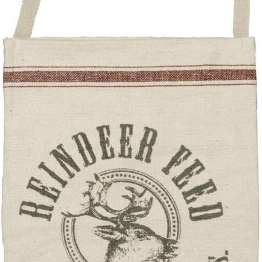 Vintage Sack Style Hanging Bag, Reindeer Feed